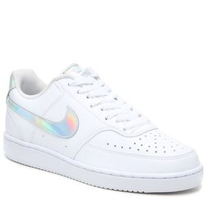 Nike Women’s Court Vision Low Sneaker Iridescent Swoosh